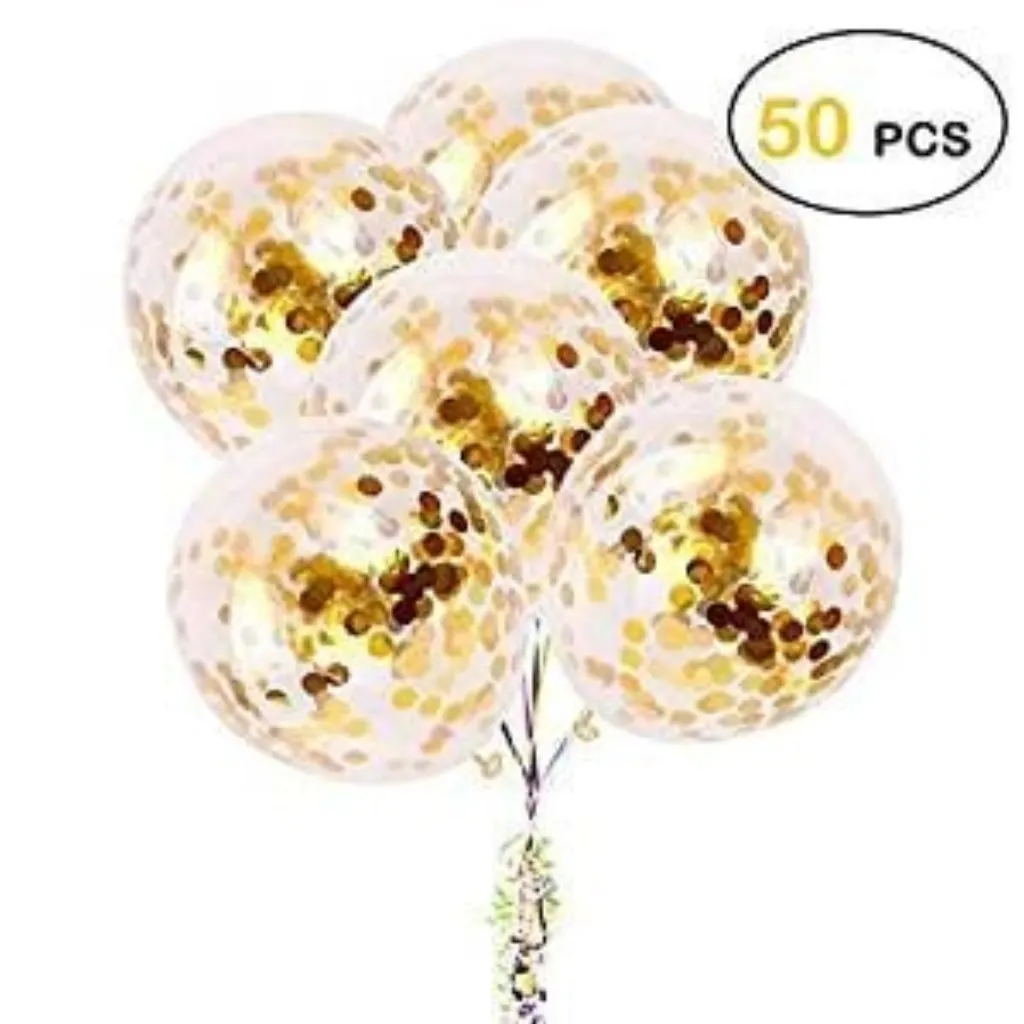 50 Ballons Confettis Or