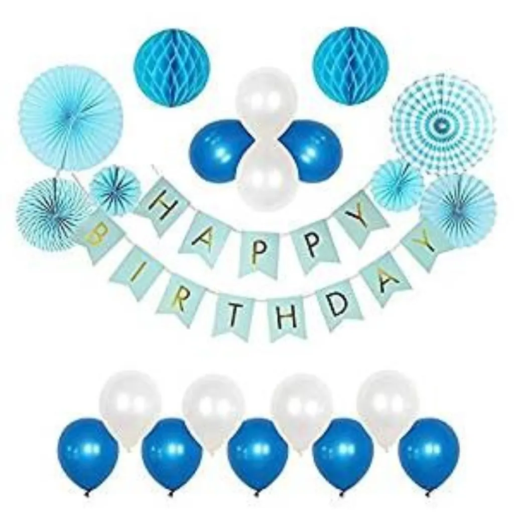 Happy Birthday décoration Ballon Anniversaire (Bleu)