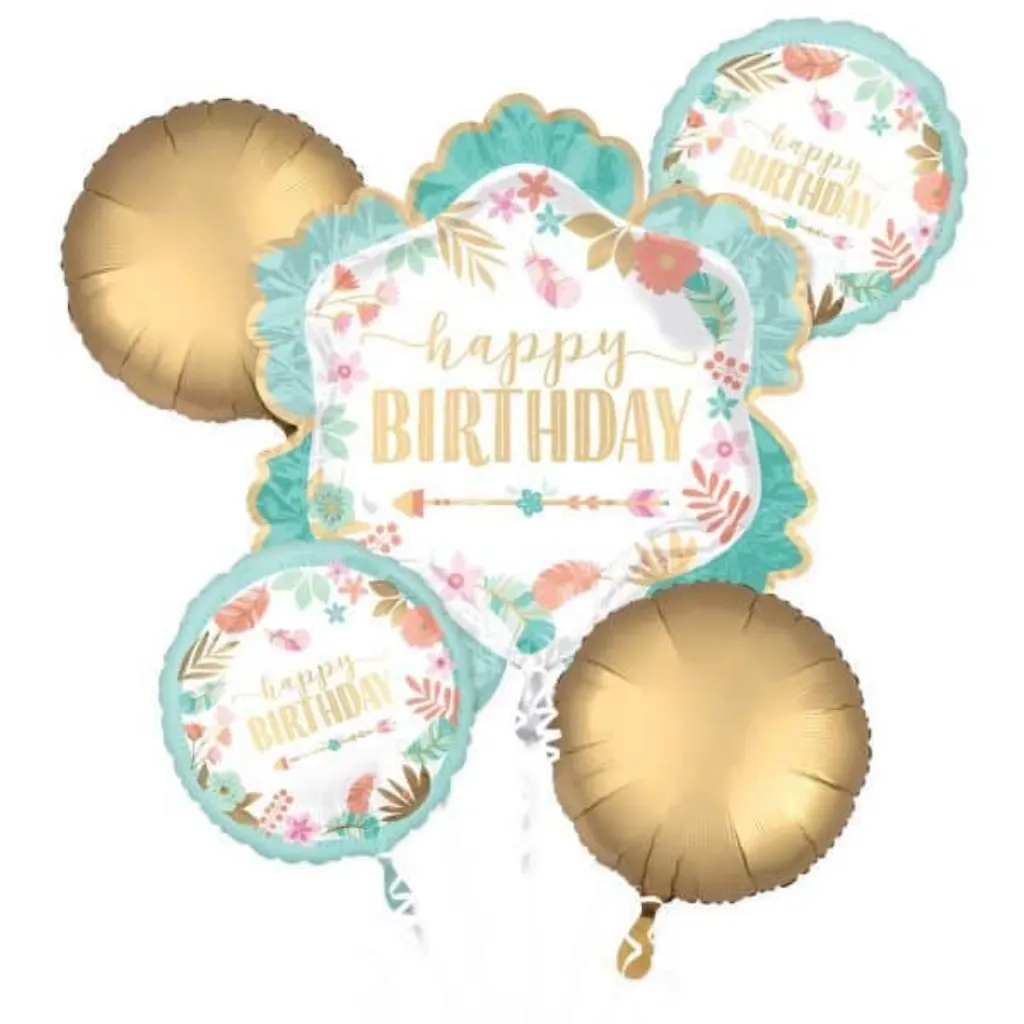 Sur Pinterest Boho Girl Birthday Balloon Bouquet 5pc