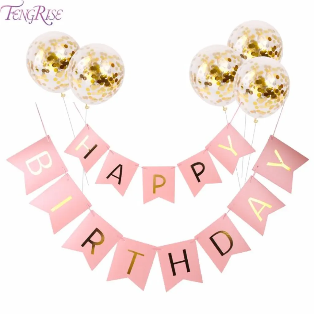 Sur Pinterest Happy Birthday Banner Gold Confetti Balloons Decorations