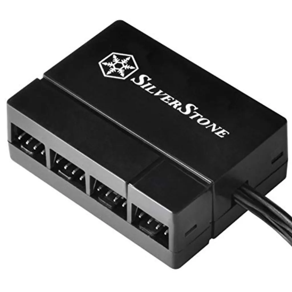 SilverStone Technology Hub / Répartiteur PWM Silverstone à 8 ports PWM pour ventilateurs à 4 et 3 broches, noir SST-CPF04-USA (Nouvelle version)
