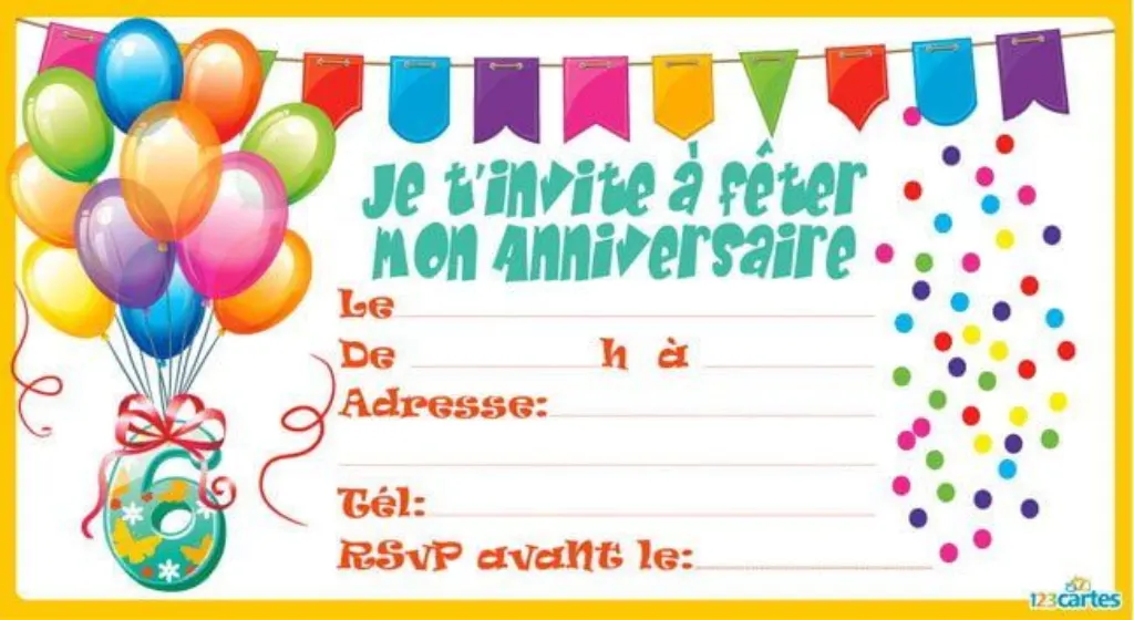 Sur Pinterest Invitation anniversaire Confettis de 3 à 9 ans | 123cartes
