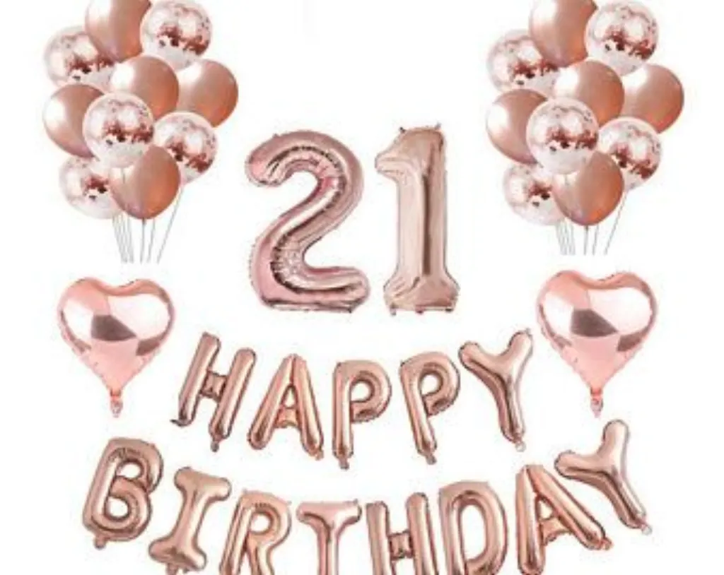 Sur Pinterest Ensemble de décoration rose or joyeux anniversaire | 21ème