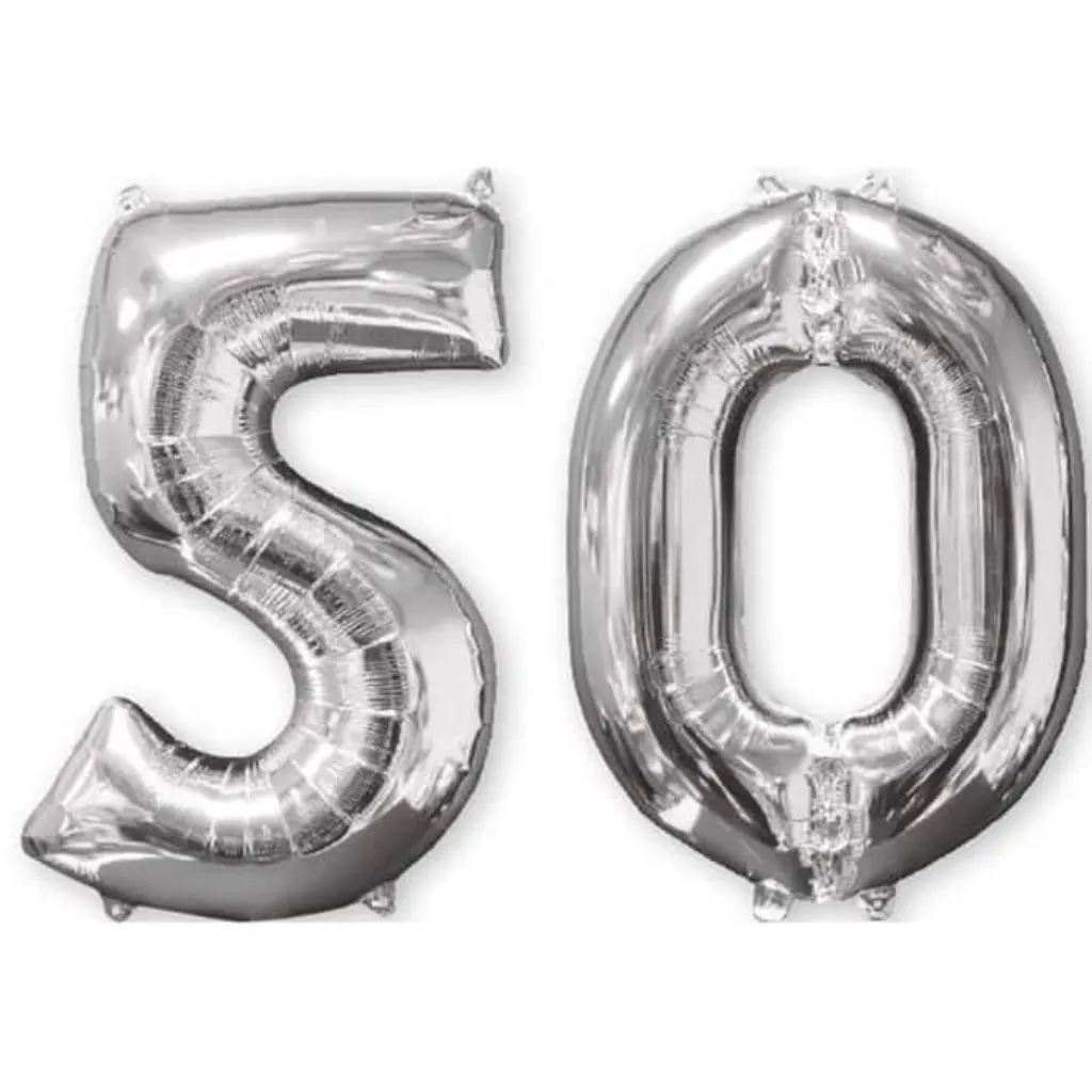 Sur Pinterest AMSCAN Lot de 2 ballons chiffre 50 – Argent