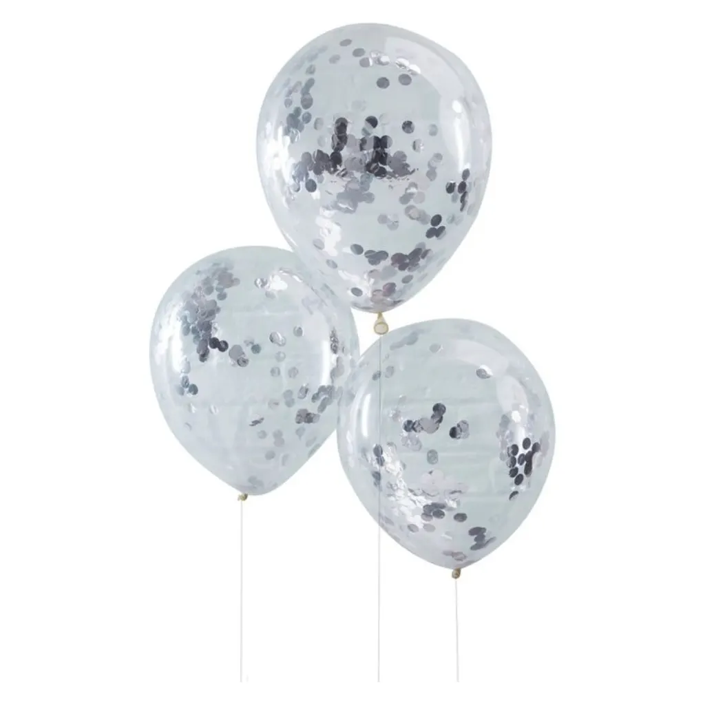 Sur Pinterest 5ct Ginger Ray Silver Confetti Filled Balloons Pick And Mix, Silver