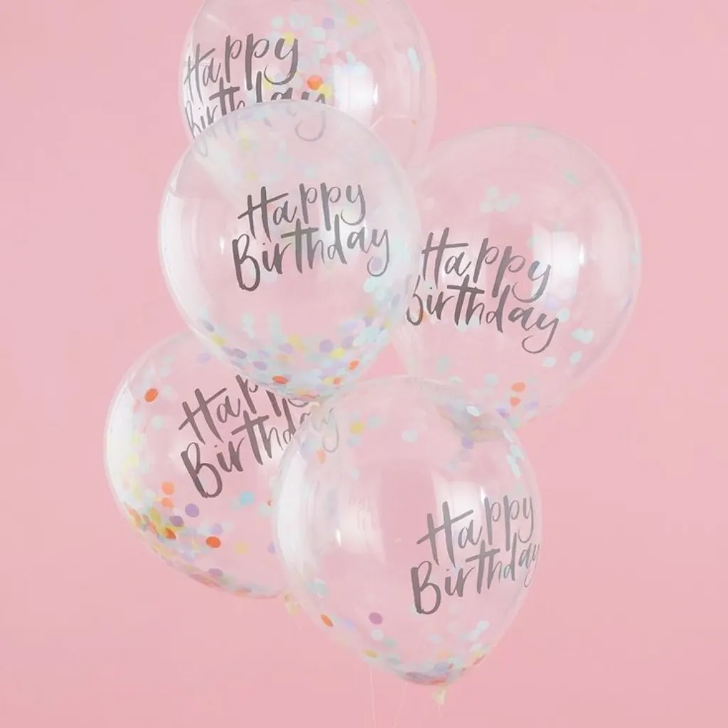 Sur Pinterest « Happy Birthday » Confetti Balloons Pink